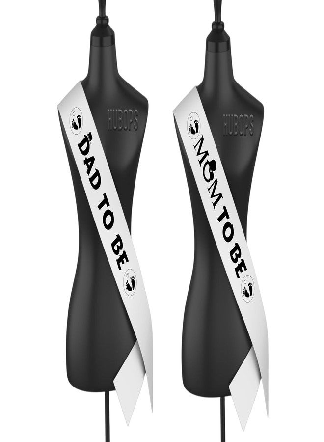 HUBOPS Mom and Dad to Be Sash Combo for Baby Shower Photo Shoot/Party Decoration (White) - Image 1